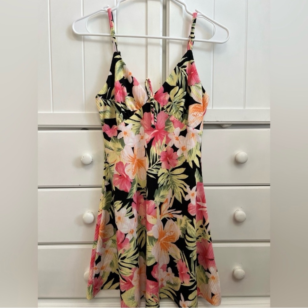 Forever 21 Floral Ribbed Dress with Pink and Black